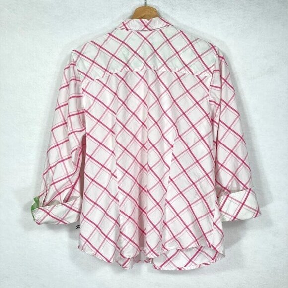 🔥 3/$15 🔥Izod Button Down Shirt Floral Cuffs Lightweight Preppy Boho Grandma L - Picture 3 of 6